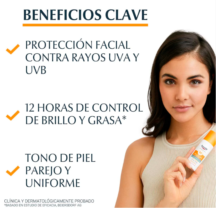 Eucerin Protector Solar Facial Toque Seco Tono Claro FPS50, 50 ml. - Image 4